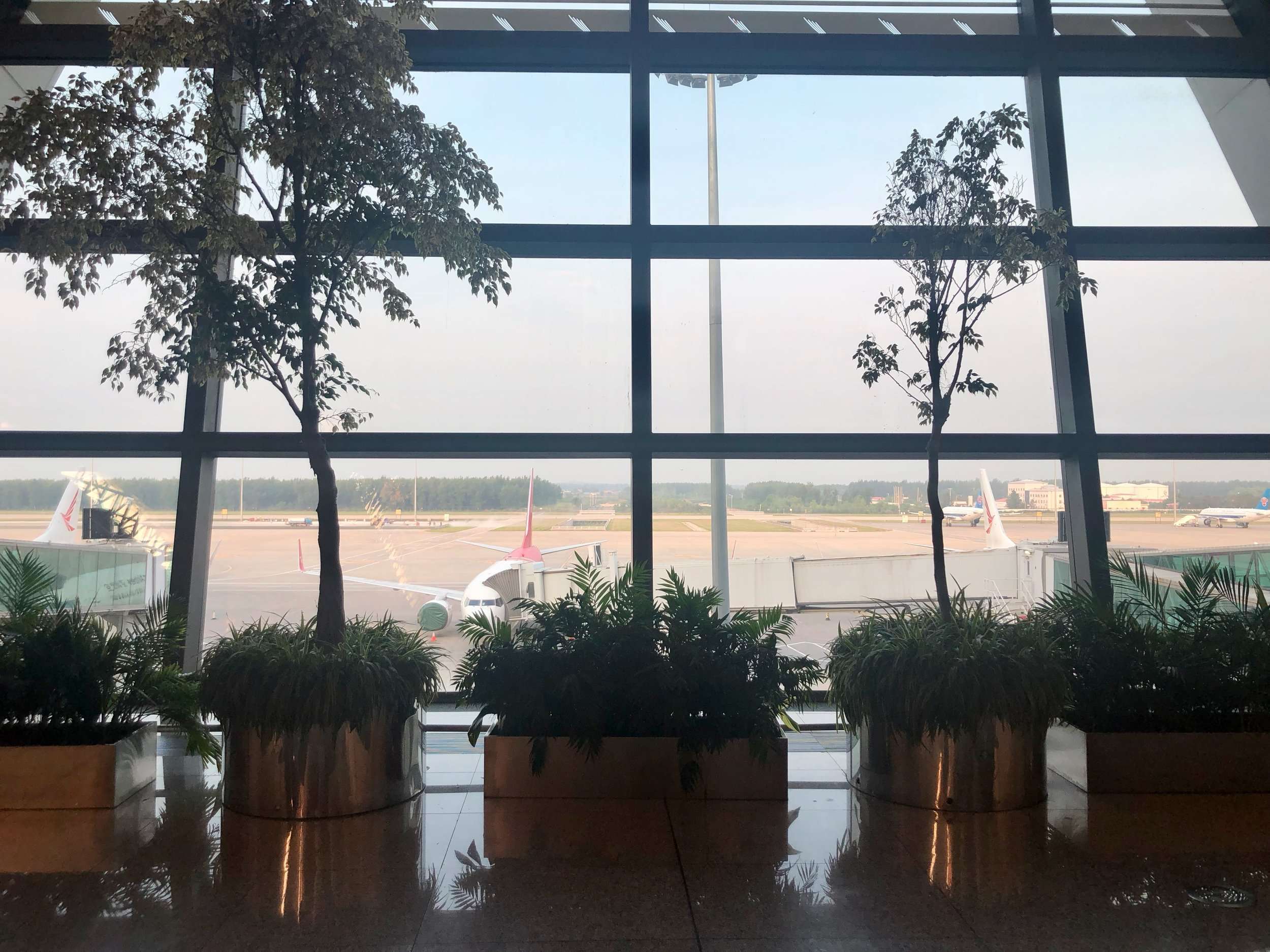 Sunrise outside SHE airport