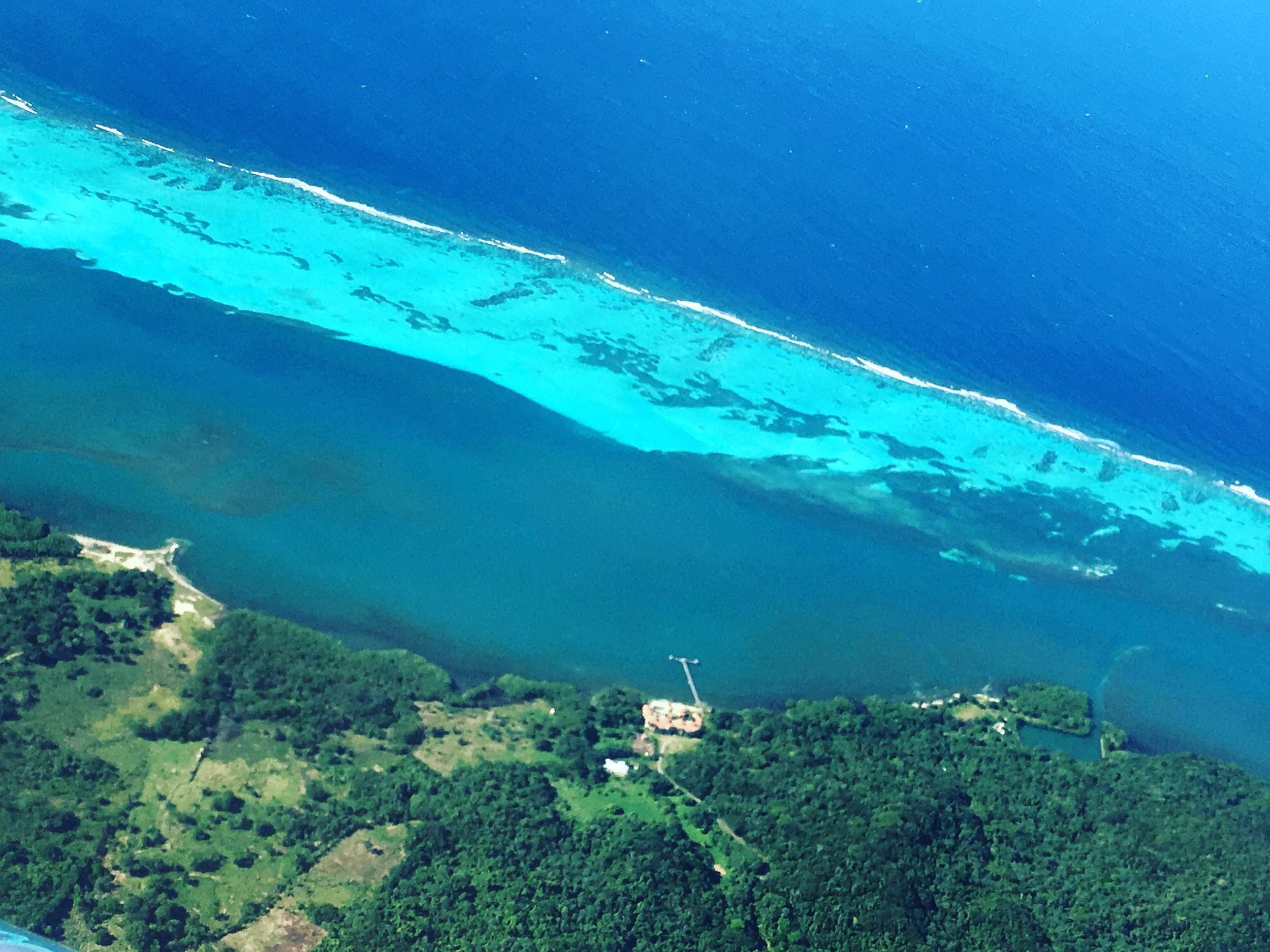 Aerial view of Roatan Reefs