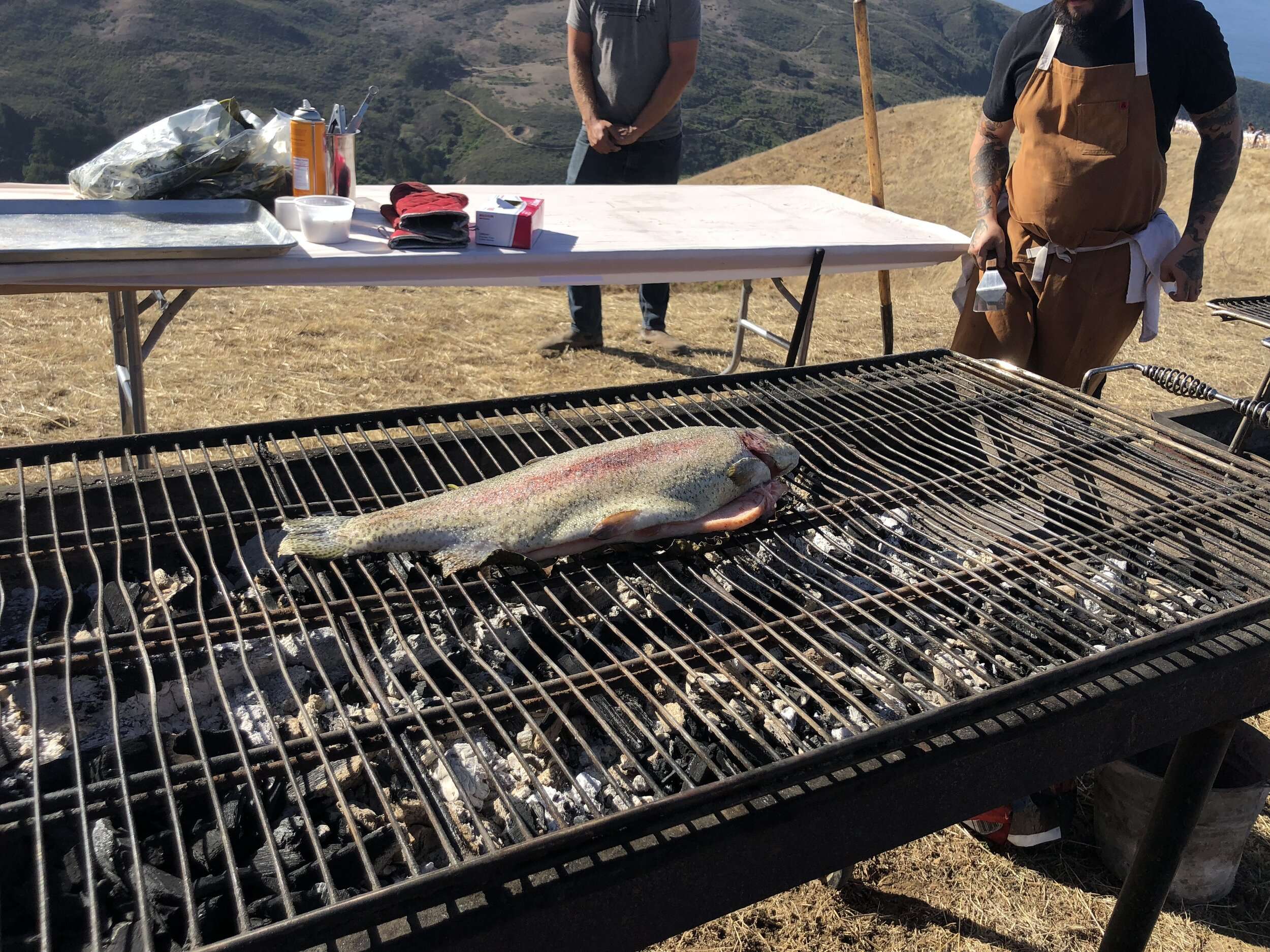 Fresh Grilled Fish at Outstanding in the Field's Big Sur Dinner